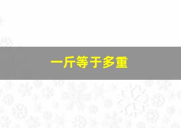 一斤等于多重