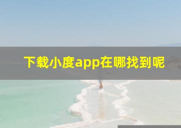 下载小度app在哪找到呢