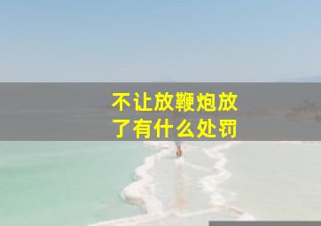 不让放鞭炮放了有什么处罚