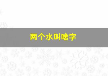 两个水叫啥字