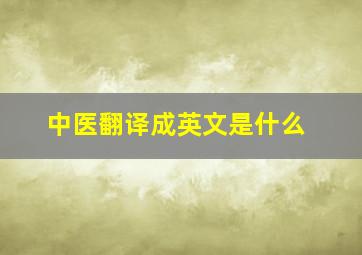 中医翻译成英文是什么