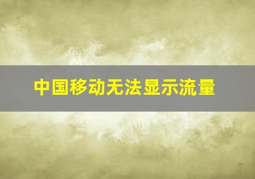 中国移动无法显示流量