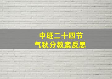 中班二十四节气秋分教案反思