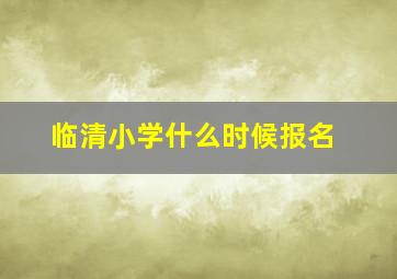 临清小学什么时候报名