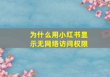 为什么用小红书显示无网络访问权限