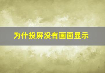 为什投屏没有画面显示