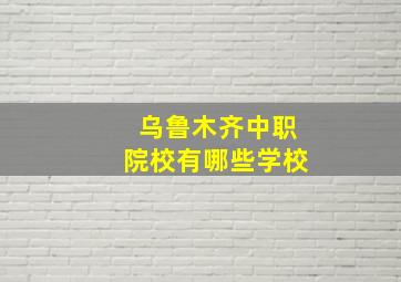 乌鲁木齐中职院校有哪些学校