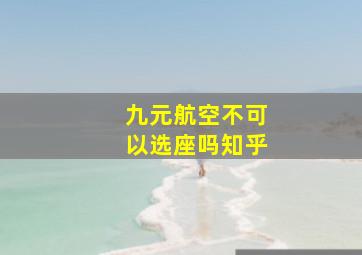 九元航空不可以选座吗知乎