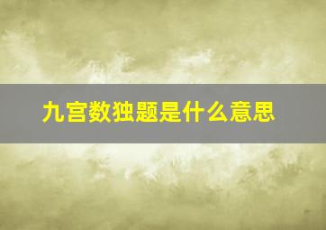 九宫数独题是什么意思