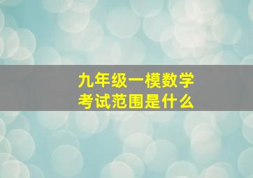 九年级一模数学考试范围是什么