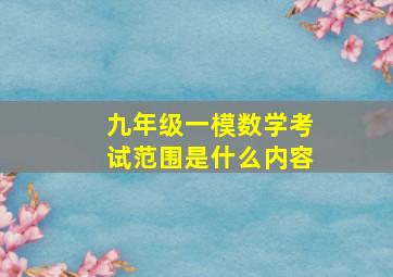 九年级一模数学考试范围是什么内容