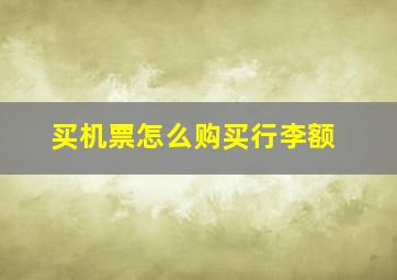 买机票怎么购买行李额