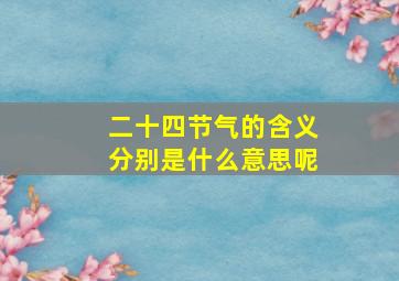 二十四节气的含义分别是什么意思呢