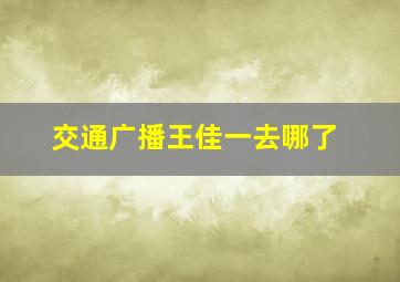 交通广播王佳一去哪了