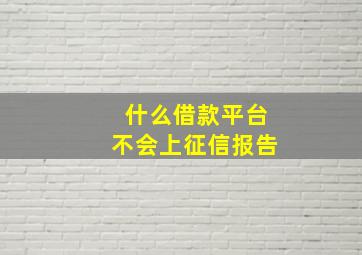 什么借款平台不会上征信报告