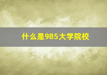 什么是985大学院校