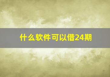 什么软件可以借24期