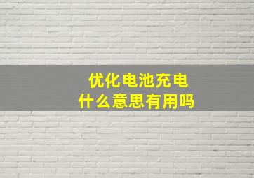 优化电池充电什么意思有用吗