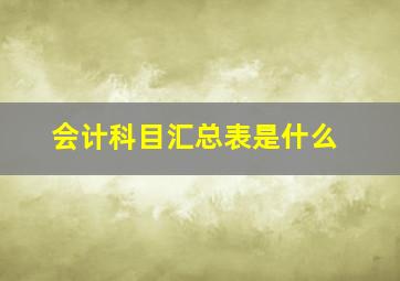 会计科目汇总表是什么