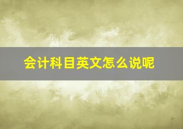 会计科目英文怎么说呢