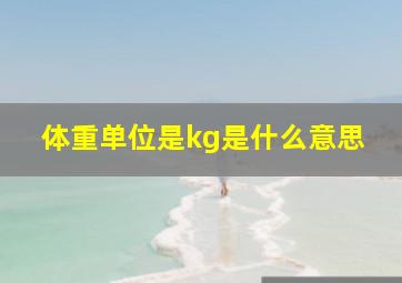 体重单位是kg是什么意思