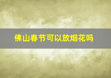 佛山春节可以放烟花吗