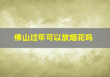 佛山过年可以放烟花吗