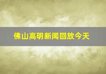 佛山高明新闻回放今天