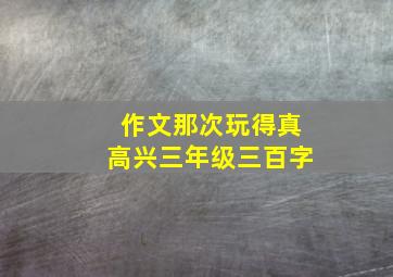 作文那次玩得真高兴三年级三百字