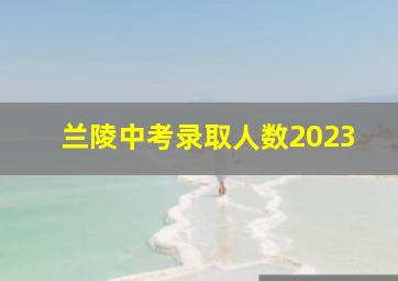 兰陵中考录取人数2023