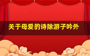 关于母爱的诗除游子吟外