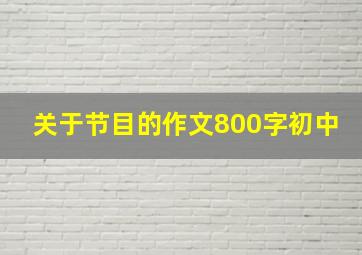 关于节目的作文800字初中