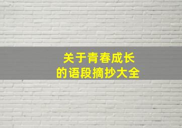 关于青春成长的语段摘抄大全