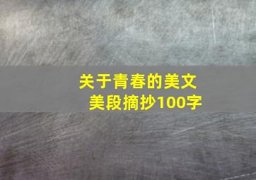 关于青春的美文美段摘抄100字