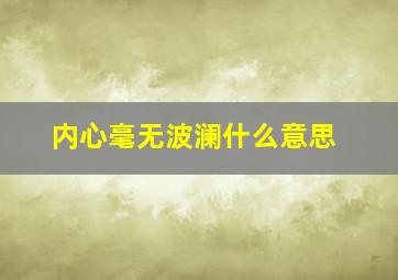 内心毫无波澜什么意思