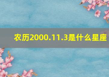 农历2000.11.3是什么星座