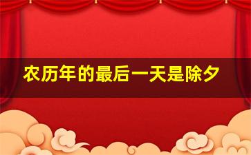 农历年的最后一天是除夕