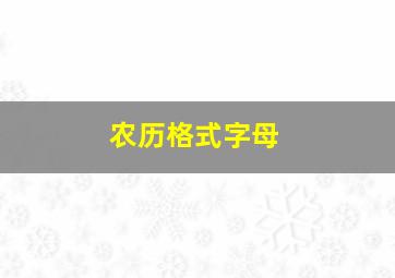 农历格式字母