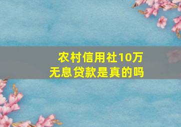 农村信用社10万无息贷款是真的吗