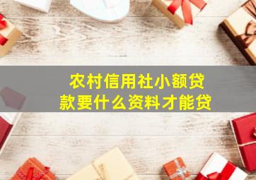 农村信用社小额贷款要什么资料才能贷