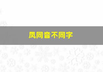 凤同音不同字