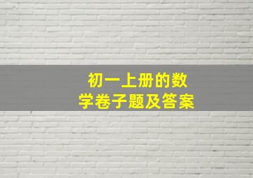 初一上册的数学卷子题及答案