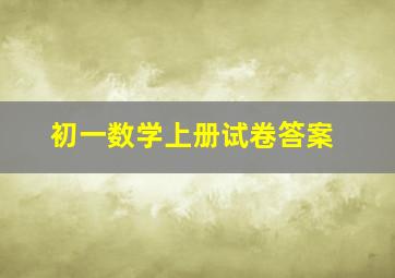 初一数学上册试卷答案