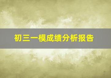 初三一模成绩分析报告