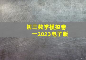 初三数学模拟卷一2023电子版