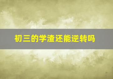 初三的学渣还能逆转吗