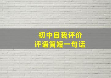 初中自我评价评语简短一句话