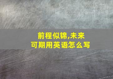 前程似锦,未来可期用英语怎么写