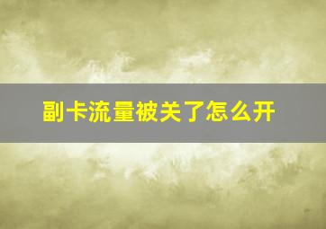 副卡流量被关了怎么开