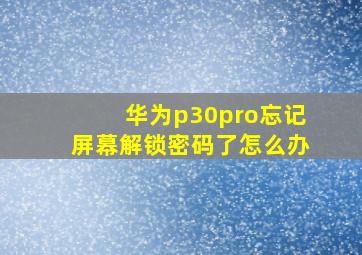 华为p30pro忘记屏幕解锁密码了怎么办